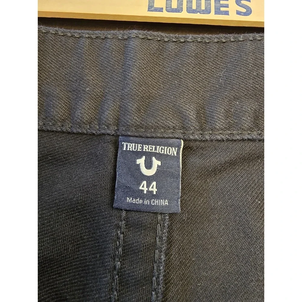True Religion Ricky Relaxed Straight Jeans Men's 44x31 Black Flap Pocket Denim‎